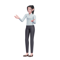 3d linda mulher falando pose, 3d render ilustração de personagem de mulher de negócios png