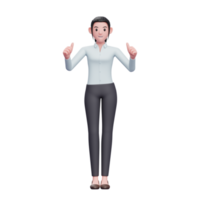 beautiful Business woman give double thumbs up, 3D render business woman character illustration png