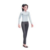 mujer de negocios caminando, render 3d ilustración de personaje de mujer de negocios png