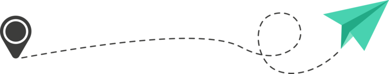 ruta de avión de papel de línea discontinua png