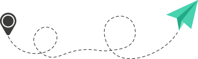 ruta de avión de papel de línea discontinua png