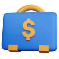 3d rendering blue suitcase with dollar symbol isolated png