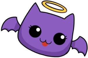 chat de dessin animé mignon chauve-souris de personnage d'halloween png