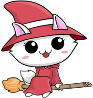 cute cartoon cat halloween character witch png