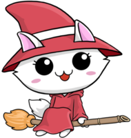 bruja de personaje de halloween de gato de dibujos animados lindo png