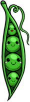 guisantes verdes vegetales de dibujos animados lindo colorido