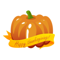 Happy thanksgiving, pumpkin and ribbon png