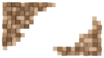 una imagen en 3D de una gran cantidad de paredes de madera cúbicas png