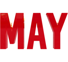 Month of May 3D Render Red Text png