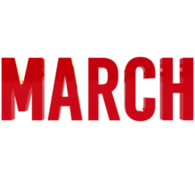 Month of March 3D Render Red Text png
