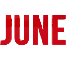 Month of June 3D Render Red Text png