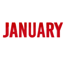 Month of January 3D Render Red Text png