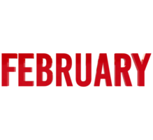 februari månad 3d gör röd text png