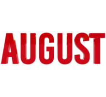 Month of August 3D Render Red Text png