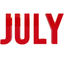 Month of July 3D Render Red Text png