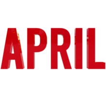 Month of April 3D Render Red Text png