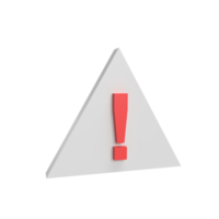 Warning 3d icon model cartoon style concept. render illustration png