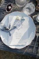 Wedding card on a plate photo