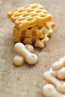 Many cookies on the wooden table photo