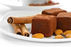 chocolate truffles on a plate photo