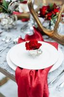 Winter Wedding decor with red roses photo