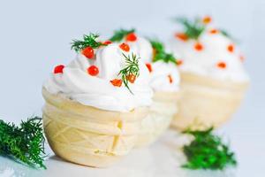 Homemade cakes with white cream photo