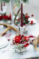 Winter Wedding decor with red roses photo