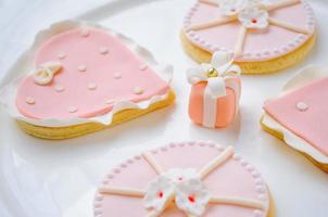 pink cookies on plate photo