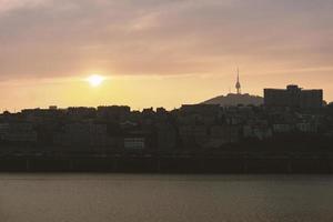 Sunset scenery of the Han River in Seoul, Korea photo