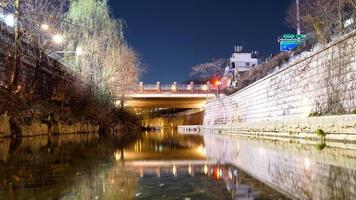 Cheonggyecheon Stream Night View, Jongno-gu, Seoul, Korea photo