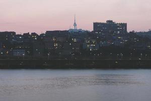 Sunset scenery of the Han River in Seoul, Korea photo