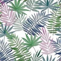 Seamless pattern with colorful tropical leaves. colored leaves of a palm tree of pink, blue, yellow colors isolated on a white background. summer print for fabric, textile, wallpaper. vector