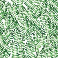 seamless watercolor pattern with abstract green leaves. print with tropical plants isolated on white background. simple, stylized plants vector