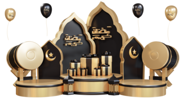 ramadan-pictogram 3d rond podium en islamitische trommel png
