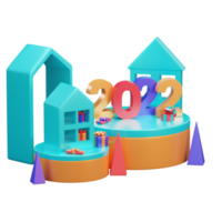 modello di banner felice anno nuovo 2022 con illustrazione 3d concetto di design creativo png