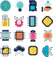 conjunto de iconos vectoriales relacionados con la electrónica. vector