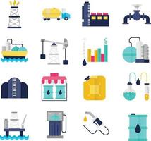 Set of Vector Icons Related to Oil industry.