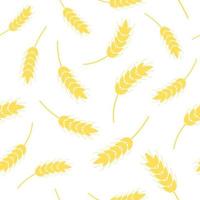 Yellow wheat spikelets seamless pattern vector