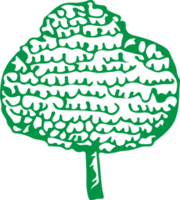 Hand drawn tree icon with leaf sign design png