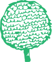 Hand drawn tree icon with leaf sign design png