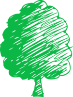 handritad träd ikon med blad tecken design png