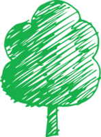 Hand drawn tree icon with leaf sign design png
