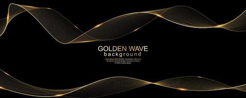 Luxury golden waves design on black background vector