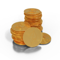 render 3d de moneda criptográfica ethereum png