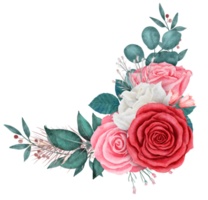 aquarelle de bouquet de fleurs roses pour la saint valentin png