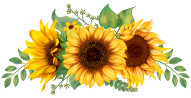 Sunflower bouquet art painting png