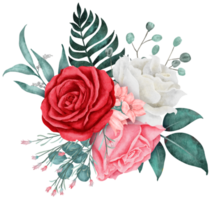 aquarelle de bouquet de fleurs roses pour la saint valentin png