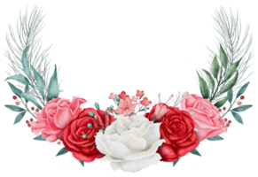 acquerello di corona di fiori di rosa per San Valentino png