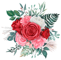 aquarelle de bouquet de fleurs roses pour la saint valentin png