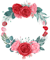 aquarelle de couronne de fleurs roses pour la saint valentin png
